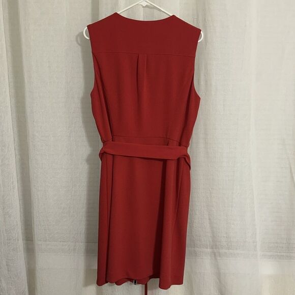 Antonio Melani 12 Red Sleveless Front Zip Belted Suiting Sheath Dress - Picture 2 of 11